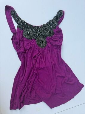 Joyce Leslie Magenta Beaded Neckline Sleeveless Cami